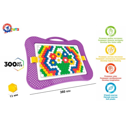 Барвиста мозаїка ТехноК - 300 фішок, розвиваюча гра для дітей