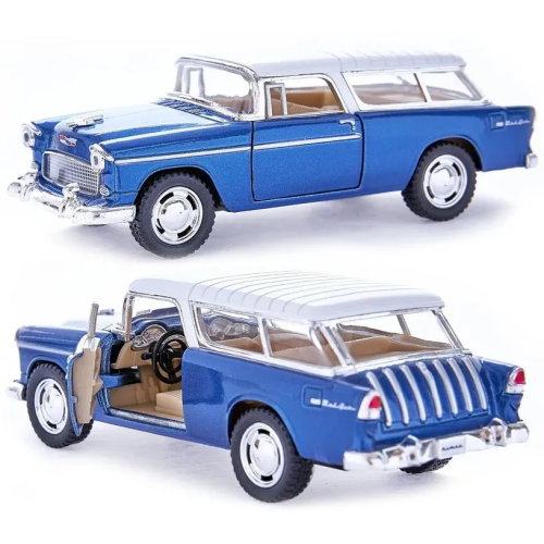 Металева інерційна машинка Kinsmart 1:40 Chevy Nomad 1955, синьо-біла