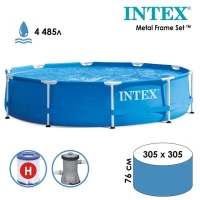 Басейн каркасний Intex Metal Frame 28202NP 305×76 см з фільтр-насосом 1250 л/год