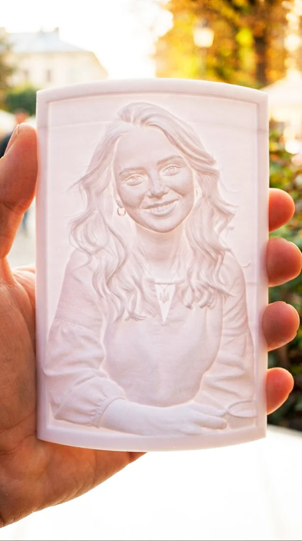 Thin white lithophane panel