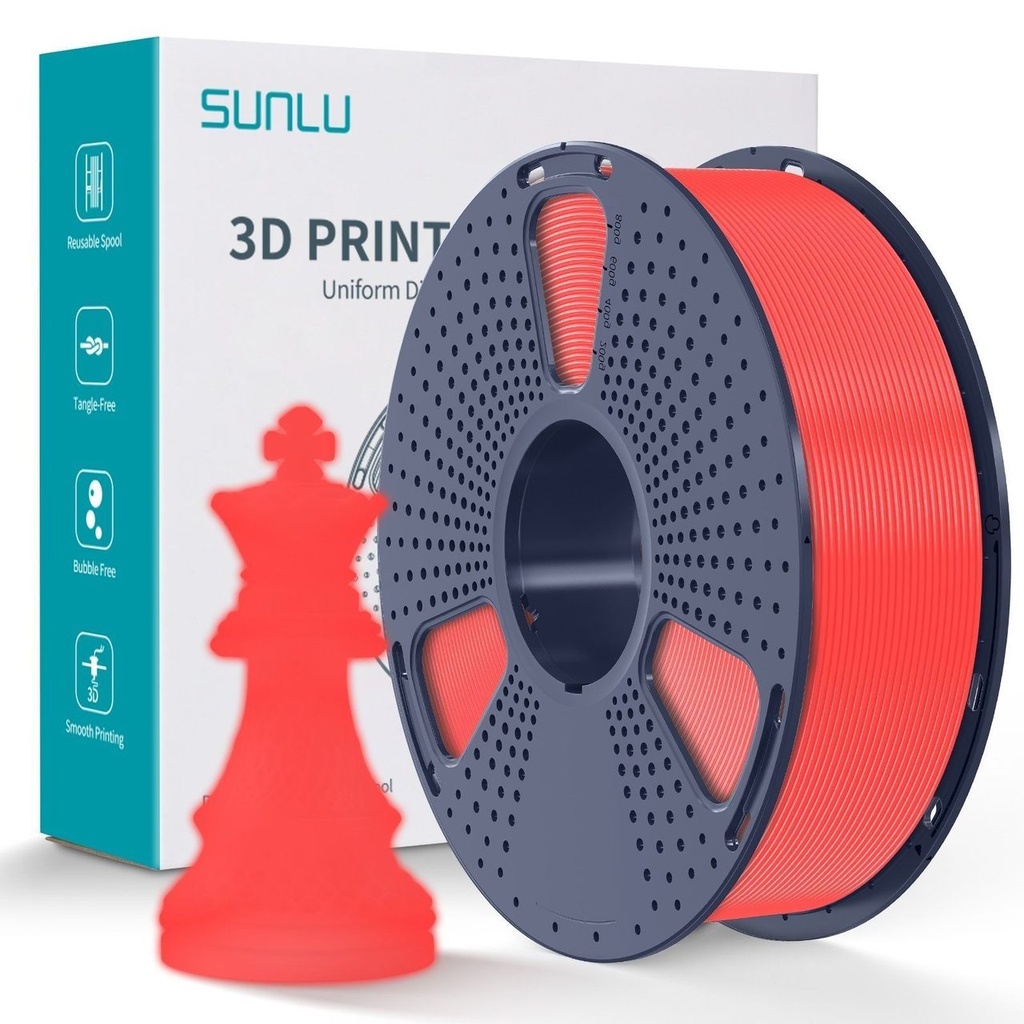Filament SUNLU PLA Neon 1.75 mm Red/Glow In The Dark Red, 1 kg — photo 2