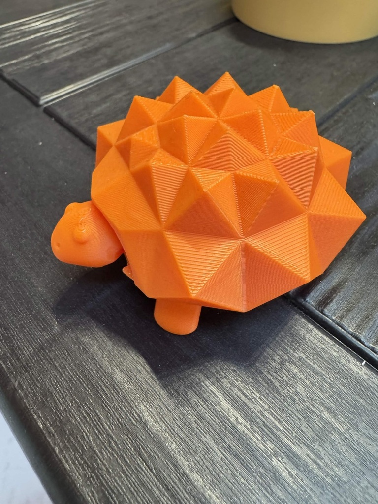 3D Printed Turtle Toy (Orange) - Side view
