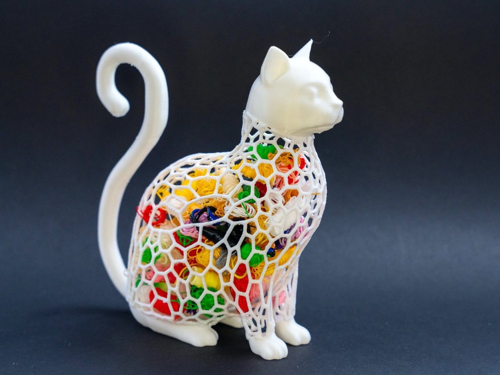 3D Printed Recycled Filament Cat Figurine photo 2