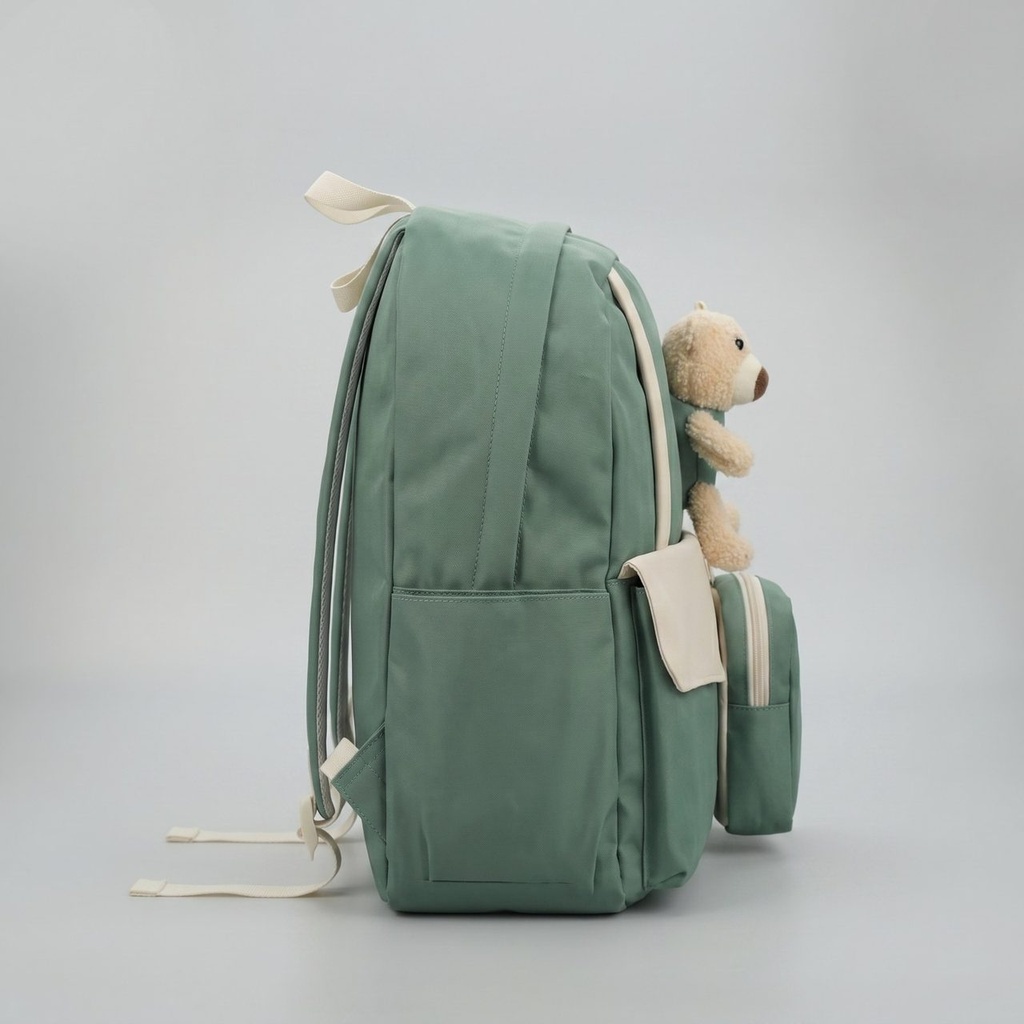 Green and Beige Stylish Kids Backpack photo 3