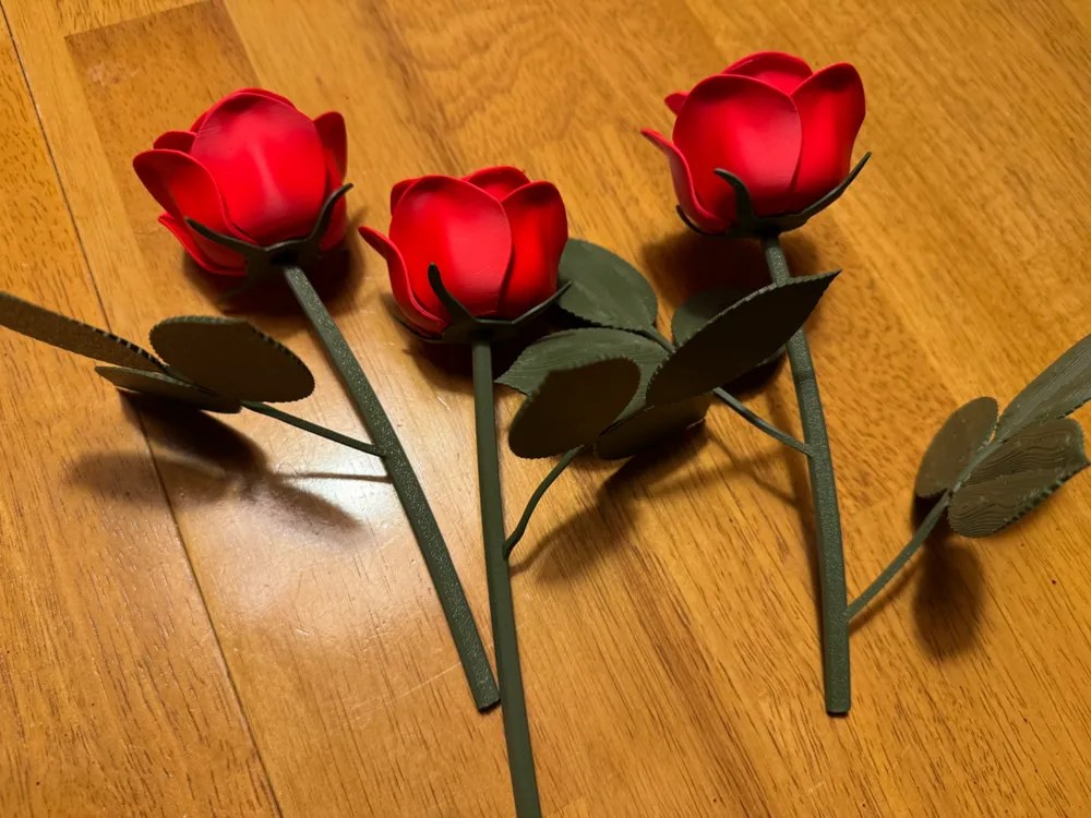 3D Printed Rose Flower with Stem photo 4