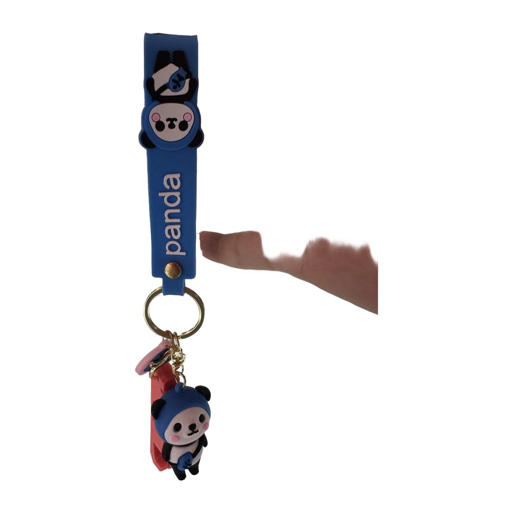 Blue panda keychain detail — background removed