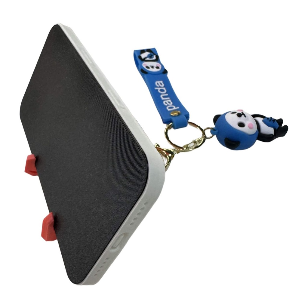 Phone stand front view with panda keychain — background removed