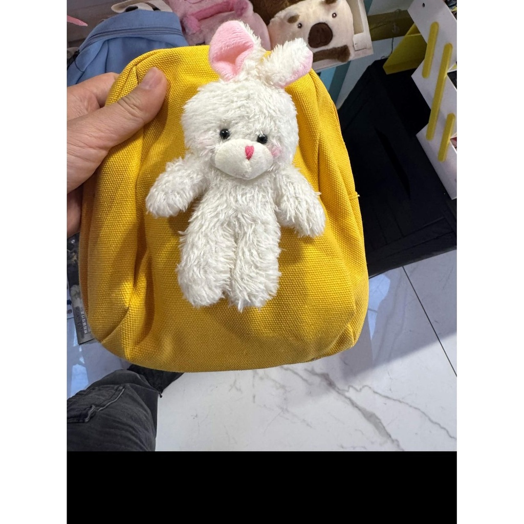 Plush Bunny Backpack – Mustard Yellow