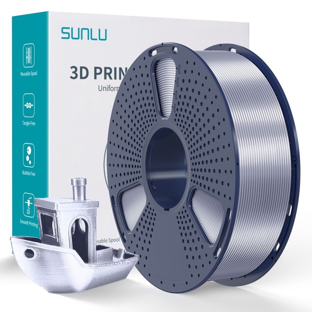 Filament SUNLU Silk PLA+ 1.75 mm Silver, 1 kg — photo 2