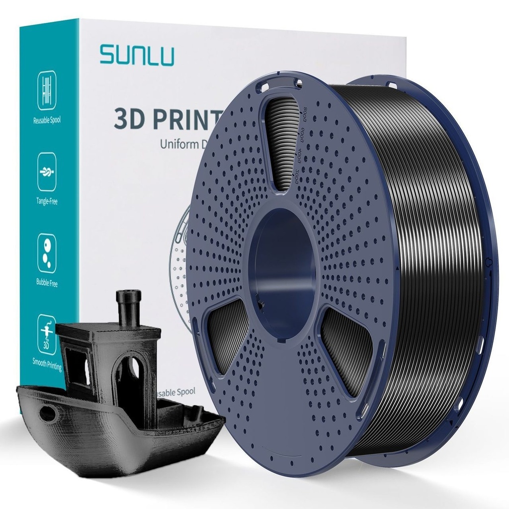 Filament SUNLU Silk PLA+ 1.75 mm Black, 1 kg — photo 2
