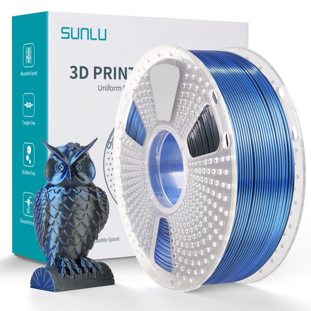 Filament SUNLU Silk PLA+ Dual Color 1.75 mm Black Blue, 1 kg — photo 2
