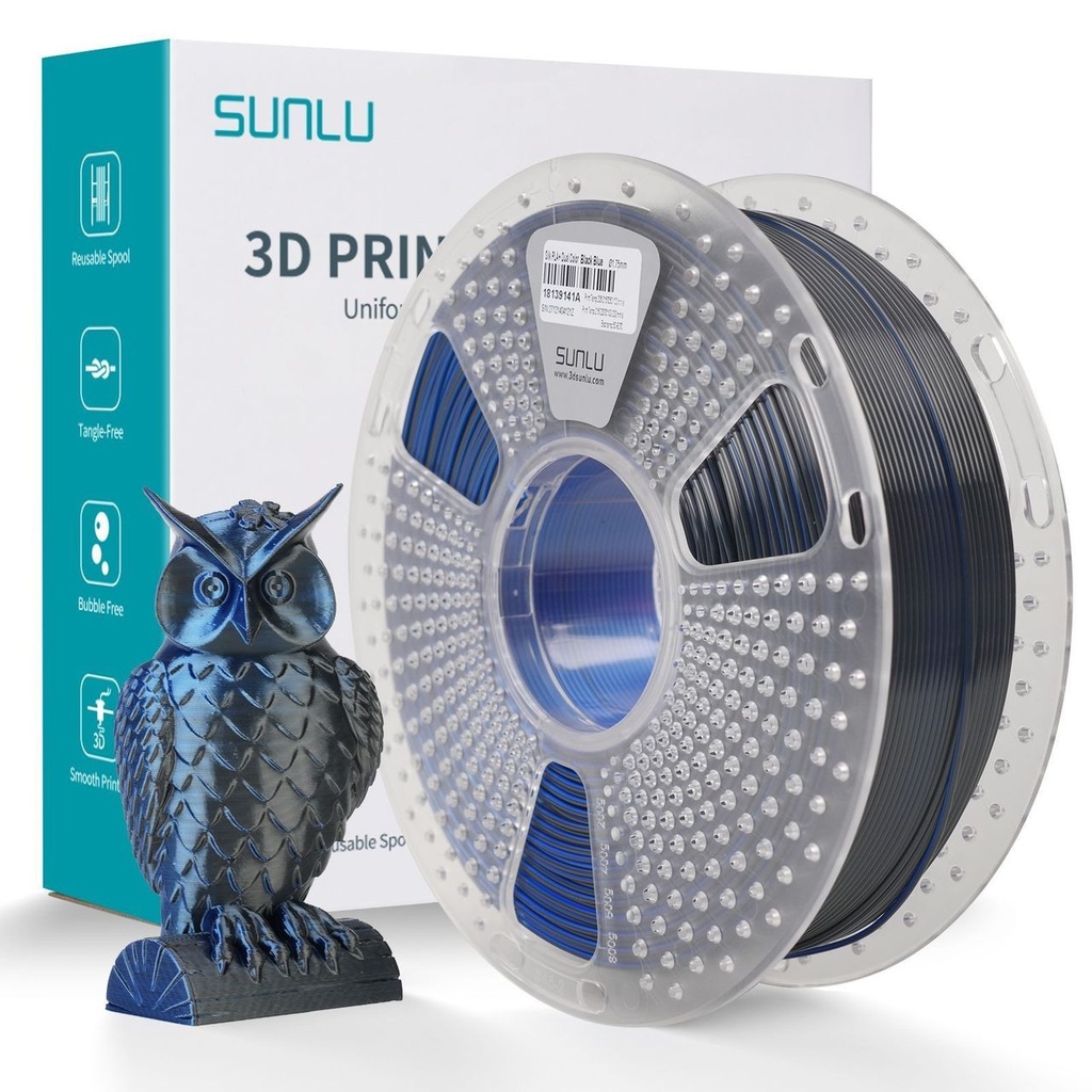 Filament SUNLU Silk PLA+ Dual Color 1.75 mm Black Blue, 1 kg — photo 3