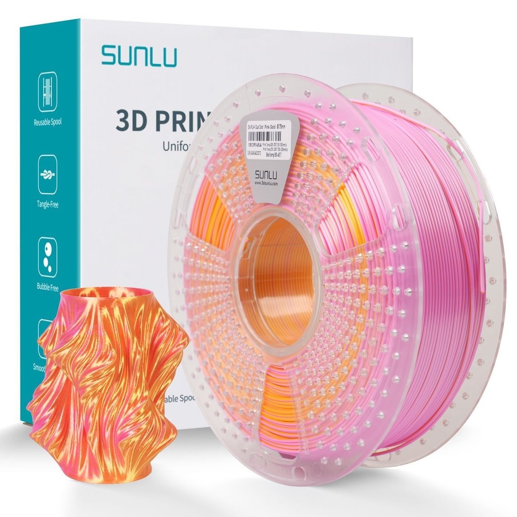 Filament SUNLU Silk PLA+ Dual Color 1.75 mm Pink Gold, 1 kg — photo 2