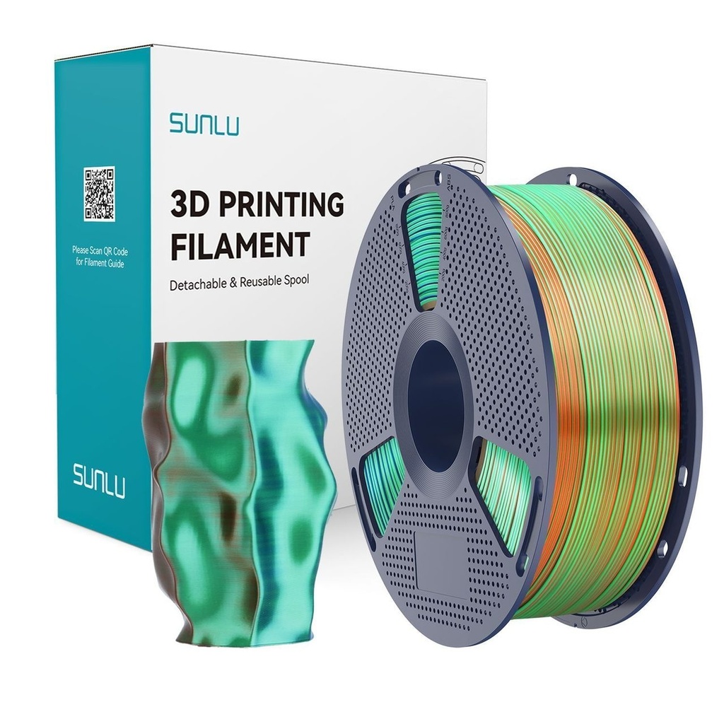 Filament SUNLU Silk PLA+ Tri Color 1.75 mm Orange Blue Green, 1 kg — photo 2