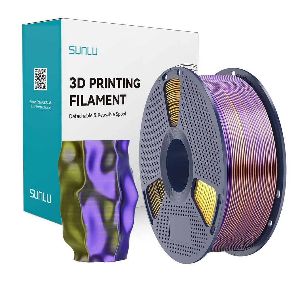 Filament SUNLU Silk PLA+ Tri Color 1.75 mm Black Gold Purple, 1 kg — photo 2