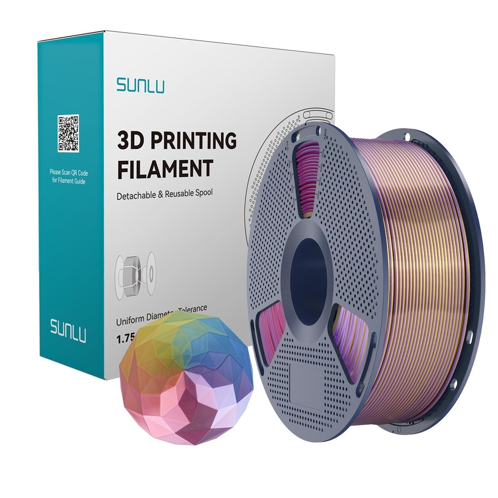 Filament SUNLU Silk PLA+ Four Color 1.75 mm Blue Purple Red Gold, 1 kg — photo 2