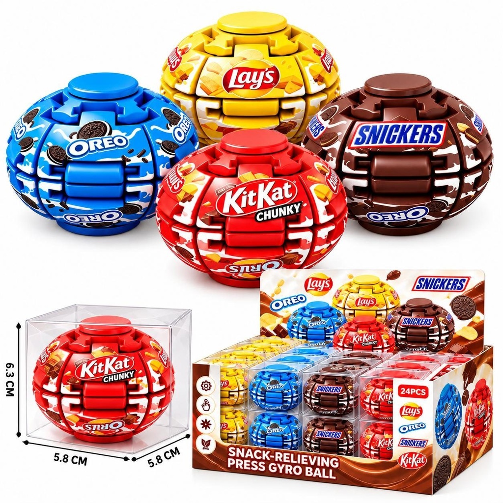 [260727] Snack-Design Transforming Spinner Ball — Assorted Designs