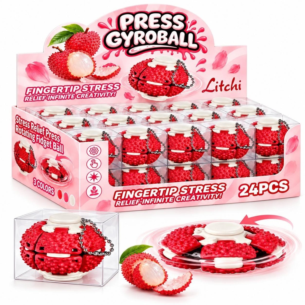 Lychee Press-and-Spin Transforming Fidget Ball