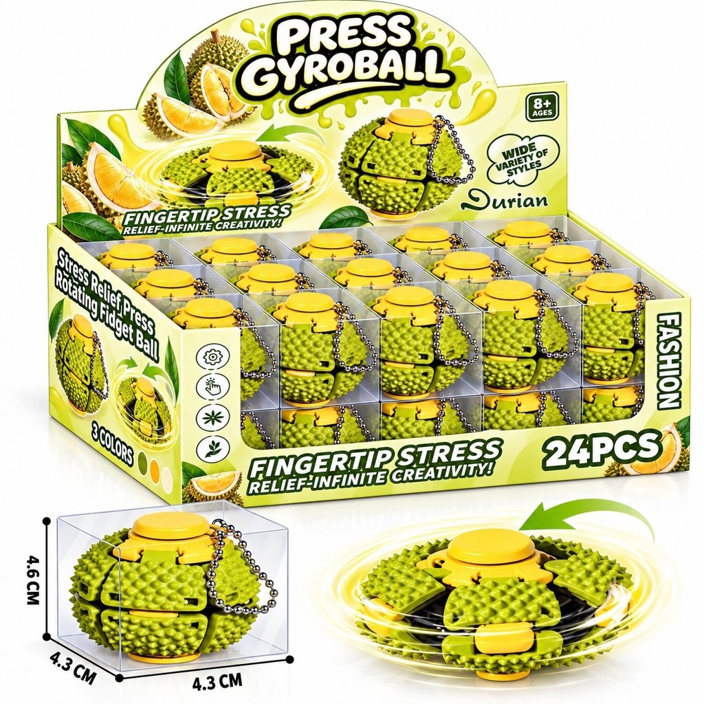 Durian Press-and-Spin Transforming Fidget Ball