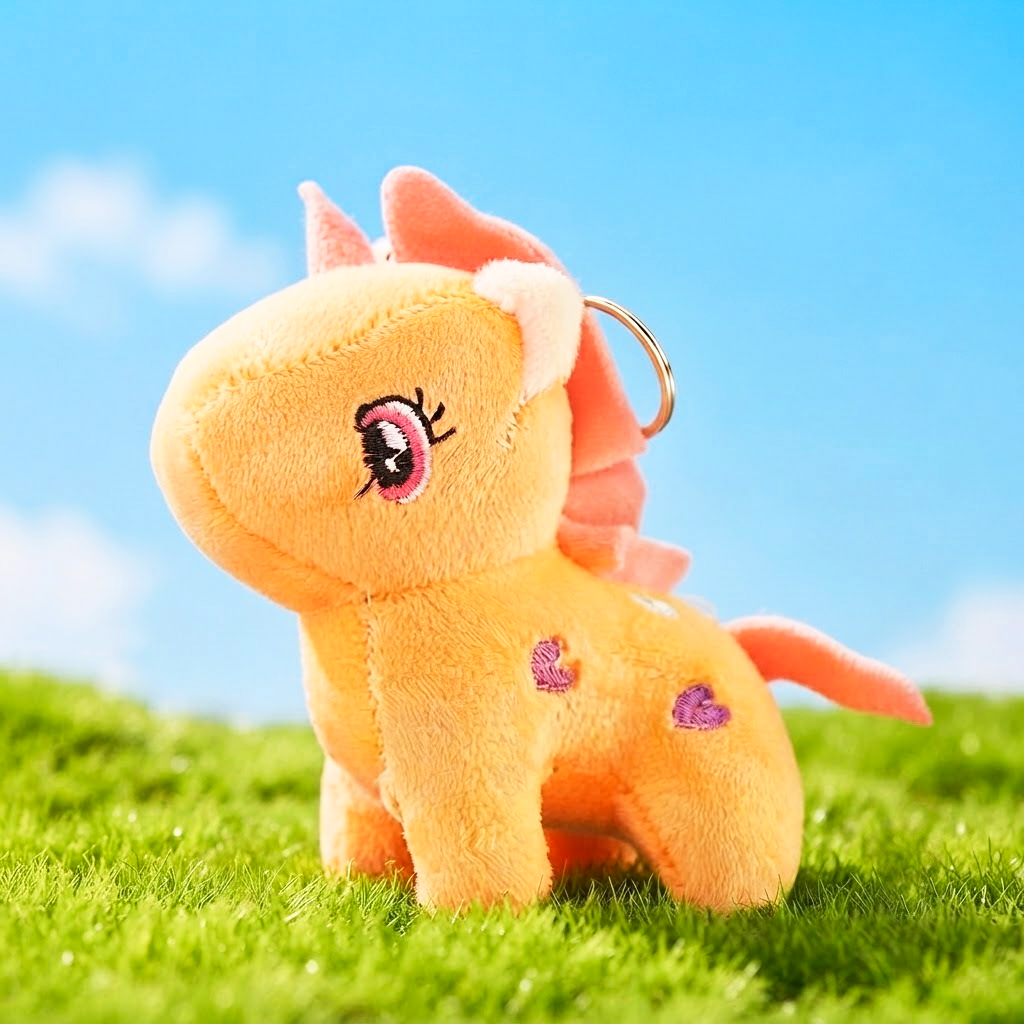 [260419] Unicorn Pony Plush Keychain (orange)