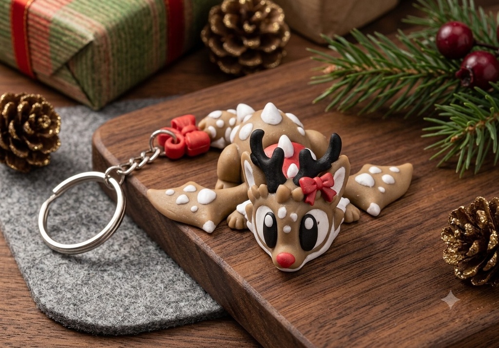 [KCHN079] Reindeer Dragon — Keychain
