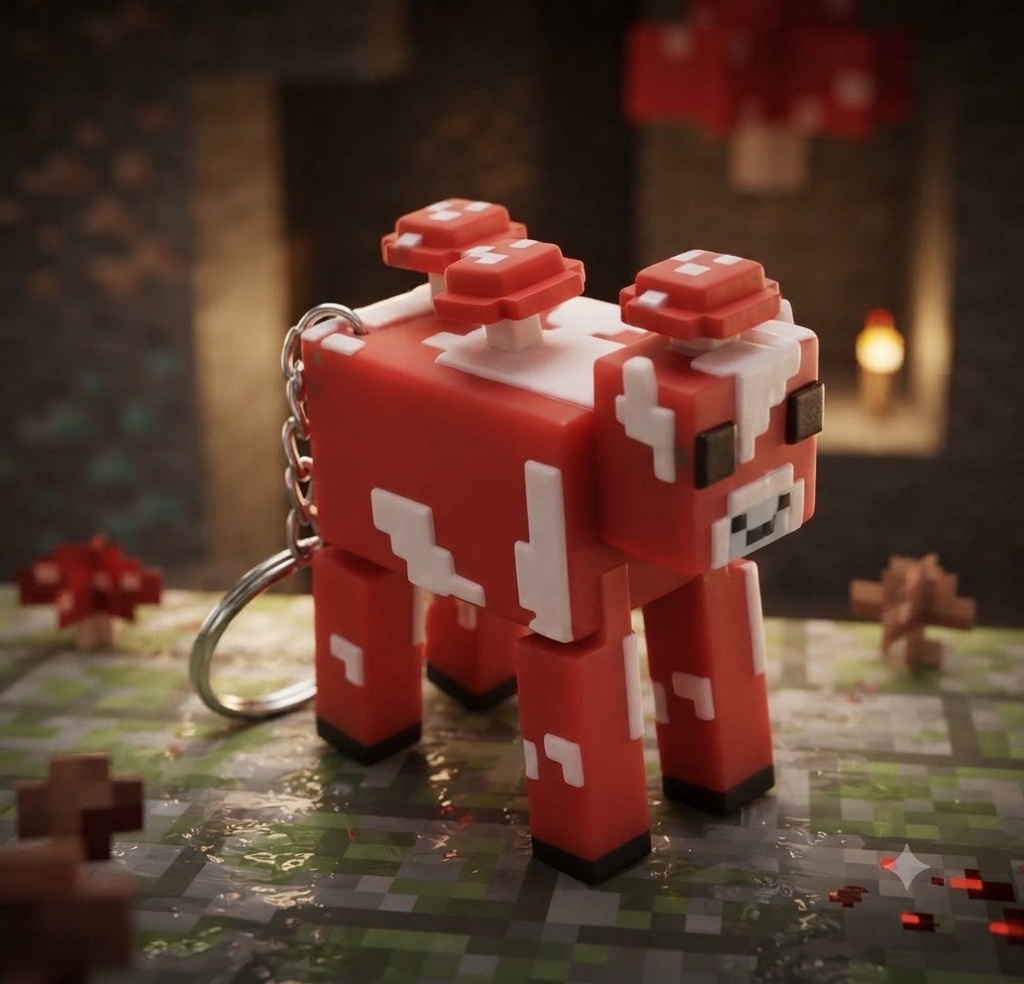 [KCHN037] Minecraft Cow — Keychain