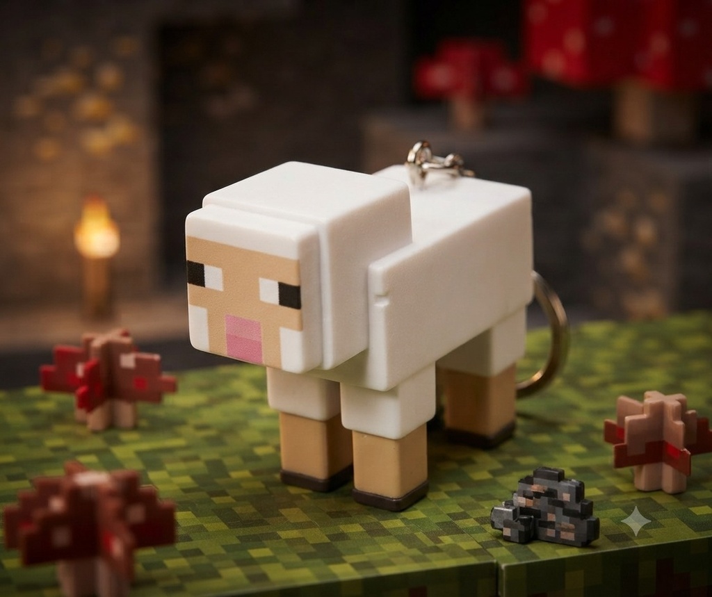 [KCHN038] Minecraft Sheep — Keychain