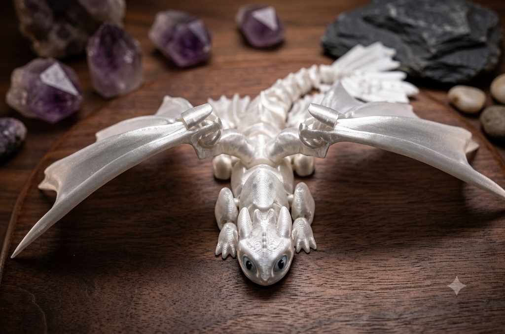 [BTS002] Large White Dragon — Keychain