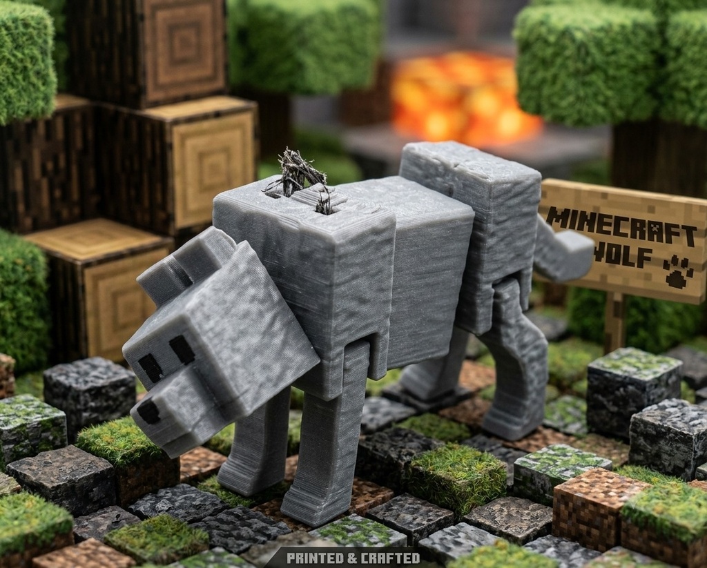 [KCHN016] Minecraft Wolf — Keychain