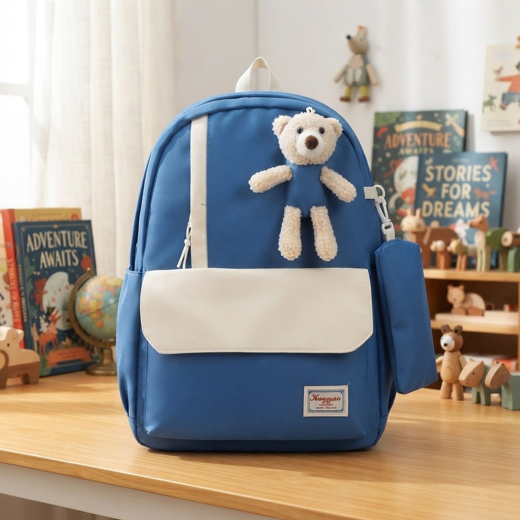Blue and Beige Stylish Kids Backpack