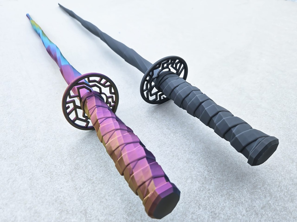 [260537-GY] 3D Printed Hunter Twisting Katana (Gray)