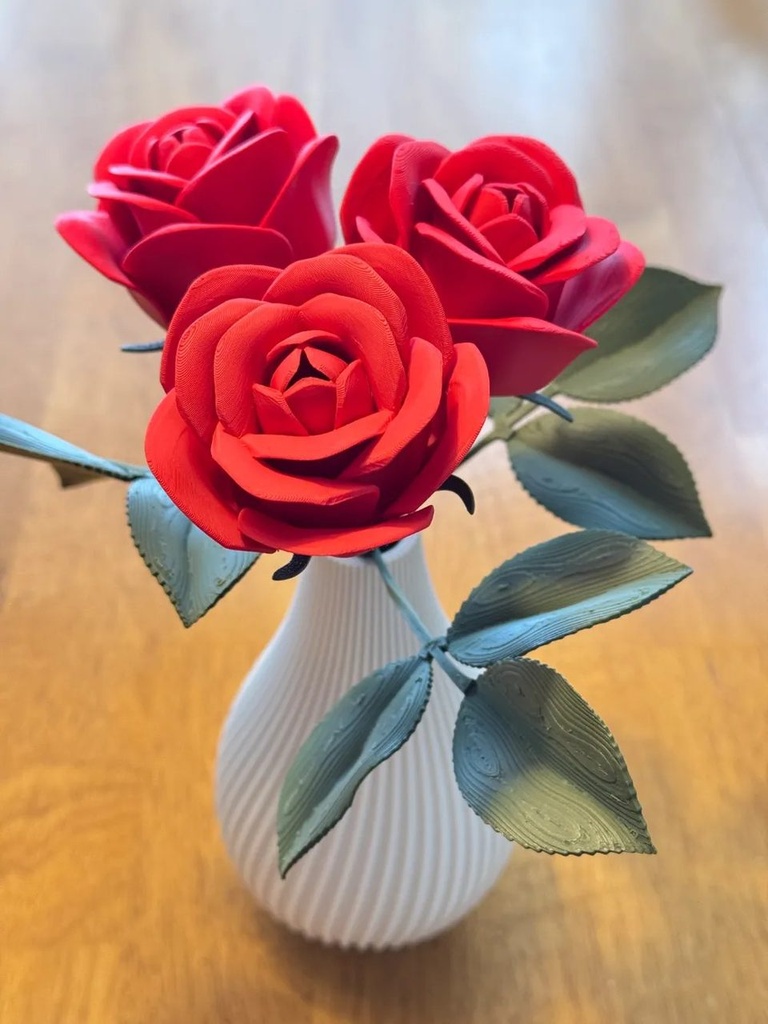 3D Printed Rose Flower with Stem